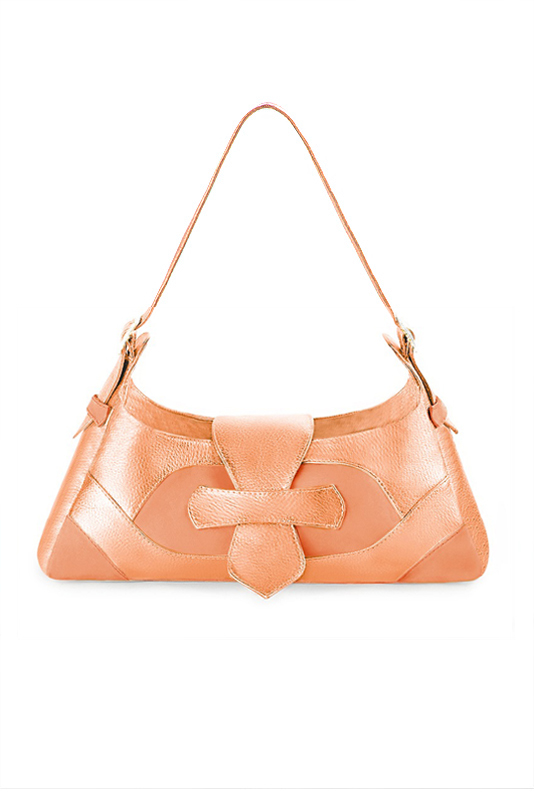 Dress handbag in peach and marigold orange leather - Top view